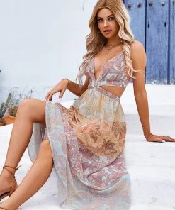 CUPSHE Malvina Plunge Backless Lace Up A-Shape Dress