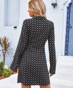 CUPSHE Addy Open Front Ruching Long Sleeve Dress