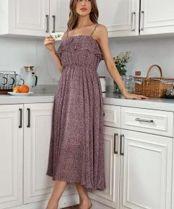 CUPSHE Alvina Thin Straps Elastic Waist Ruffle A-Shape Dress