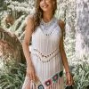 CUPSHE Cameron Tassel Crochet V-neck Cover Up