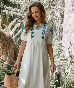 CUPSHE Althea V-neck Loose Waisted Ruching Dress Dresses