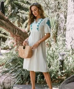 CUPSHE Althea V-neck Loose Waisted Ruching Dress Dresses