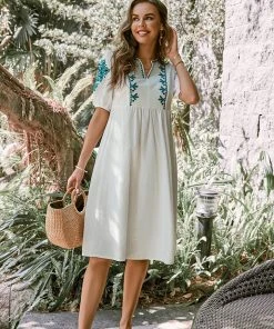 CUPSHE Althea V-neck Loose Waisted Ruching Dress Dresses