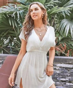 CUPSHE Beach Dresses Iren V-neck Short Sleeve Cover Up