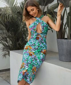 CUPSHE Crystal Bunny Tie V-neck Cut Out Dress Dresses