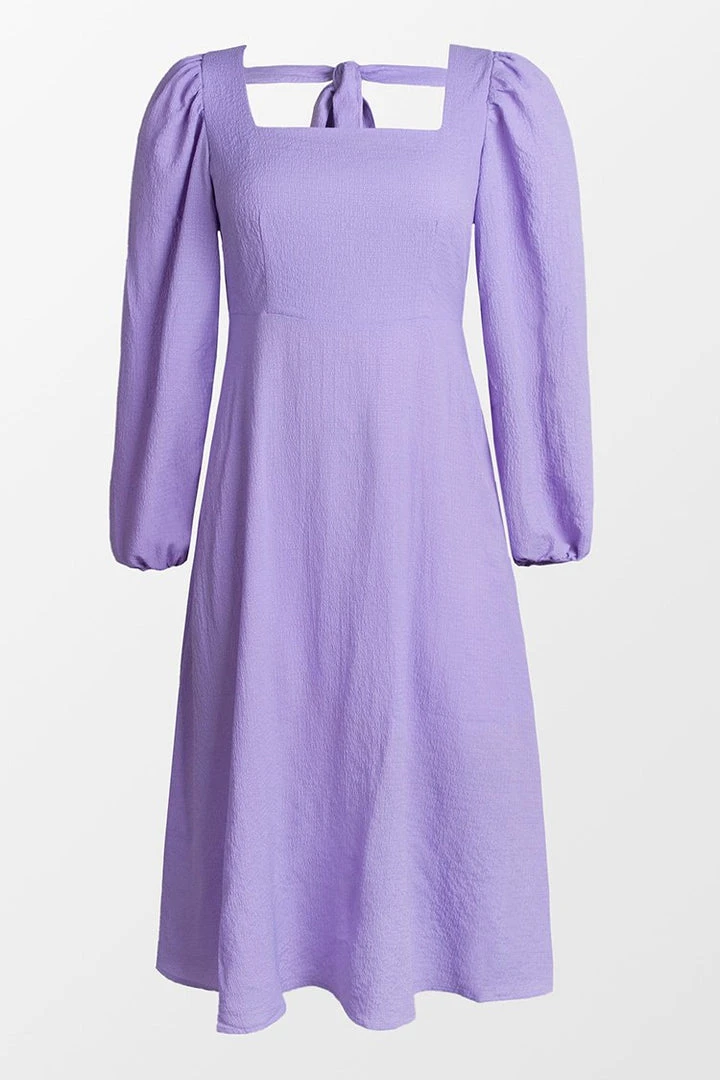 CUPSHE Angelina Purple Back Tie Tea Length Dress