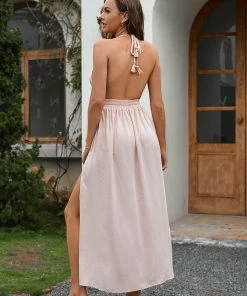 CUPSHE Dresses Ria Pink Plunge Halter Neck Slip Dress