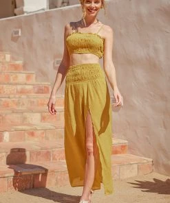 CUPSHE St. Tropez Mustard Tea Length Cover Up Cover Ups