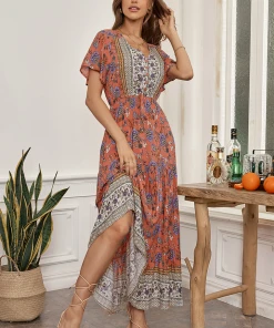 CUPSHE Galilea V-neck Boho Tie A-Shape Dress Dresses