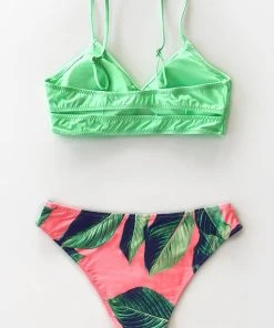 CUPSHE Neon Palm Print Bikini Bikinis
