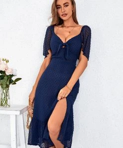 CUPSHE Jenny Polka Dot Short Sleeve A-Shape Dress Dresses