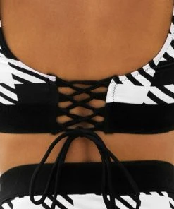 CUPSHE Black And White Plaid High Waisted Bikini