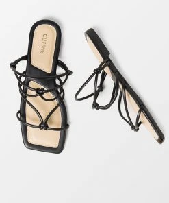 CUPSHE Accs & Clothing Flirt Black Square Toe Double-strap Sandals