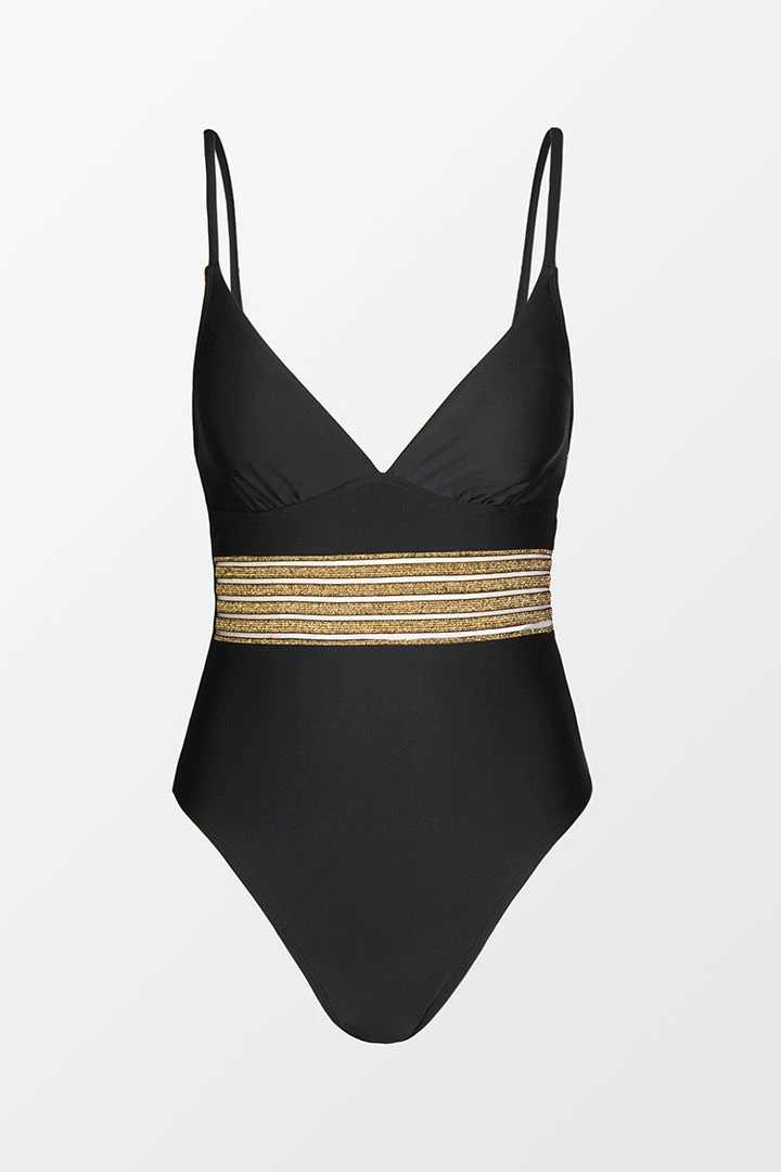 CUPSHE The Waves V Neck Cutout Tie Back One Piece Swimsuit One Pieces