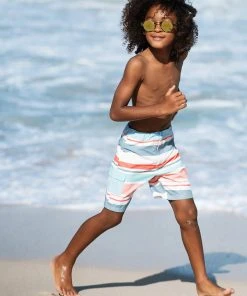 CUPSHE Shoreline Stripe Boys’ Fixed Board Shorts