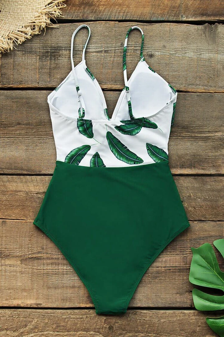 CUPSHE Banana Leaf Twist-Front One Piece Swimsuit One Pieces