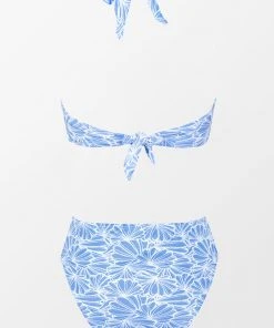 CUPSHE Flower Power Molded Halter High Waist Tummy Control Plus Size Set Swimwear UP TO 70% OFF