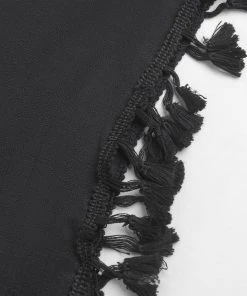 CUPSHE Cover Ups Sophia Black Square Neck Crochet Tassel Kaftan