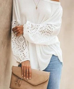 CUPSHE Loose Round Neck Long Sleeve Top Accs & Clothing