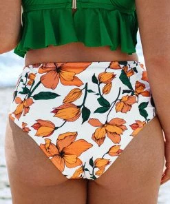 CUPSHE Zoe Floral High Waisted Plus Size Bikini Bottom Swimwear UP TO 70% OFF