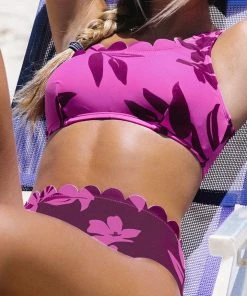 CUPSHE Daydream Blossom One Shoulder And High Waist Bikini Set