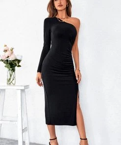 CUPSHE Arcadia One-Shoulder Long Sleeve Dress