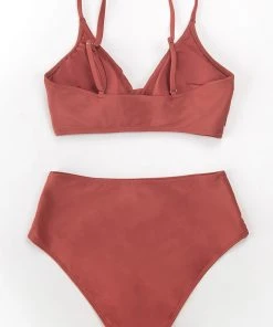 CUPSHE Swimwear BOGO 40% OFF Marsala Twist High Waisted Bikini