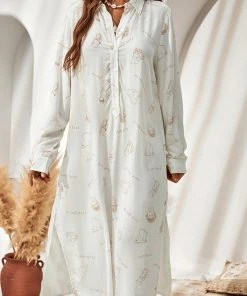 CUPSHE Gabriela Long Sleeve Loose Waisted Button Shirt Dress Dresses