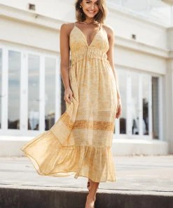 CUPSHE Madalynn Frill Backless Plunge Slip Dress Dresses