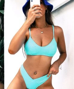 CUPSHE Sky Rib V Hipster Cheeky Bikini Bottoms Bikinis