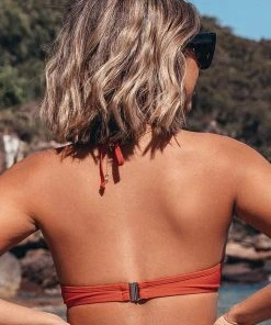 CUPSHE Orange Twist Halter Bikini Top Swimwear UP TO 70% OFF