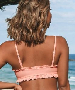 CUPSHE Peach Pearl Ruffle Bandeau Bikini Top Swimwear UP TO 70% OFF