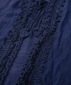 CUPSHE Flamenco Navy Front Open Tassel Crochet Kimono
