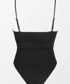 CUPSHE Lauren Belted Bandeau Black One Piece Swimsuit