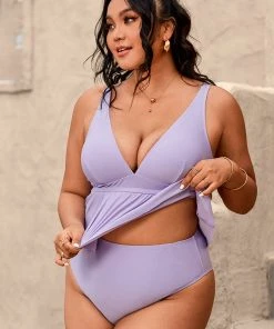 CUPSHE Nature Trip Tankini And High Waist Tummy Control Plus Size Bikini