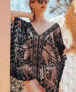 CUPSHE Grace Bay Black Lace Cover Up