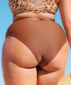 CUPSHE Josie Brown Ruched High Waisted Plus Size Bikini Bottom