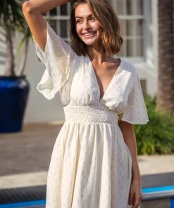 CUPSHE Maritza V-neck Short Sleeve Elastic Waist Dress Dresses