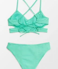 CUPSHE Danielle Lace Up Back Tie Ruched Bikini