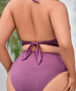 CUPSHE Molded Halter High Waist Tummy Control Plus Size Bikini