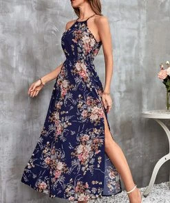 CUPSHE Dresses Hermine Halter Neck Elastic Waist Slip Dress