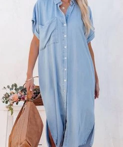 CUPSHE Dresses Ashtyn Shirt Collar Bell Sleeve Button Dress