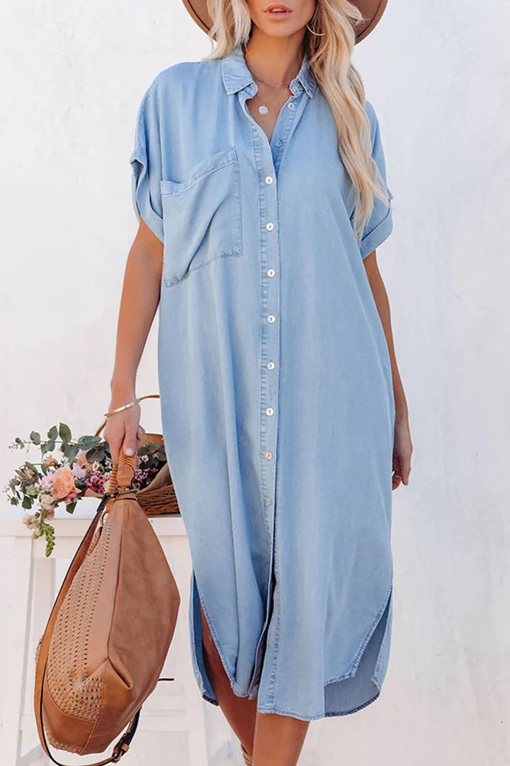 CUPSHE Dresses Ashtyn Shirt Collar Bell Sleeve Button Dress