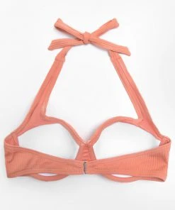 CUPSHE Ribbed Sunburst Rib Halter Underwire Bikini Top