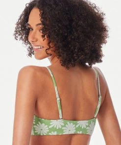 CUPSHE Swimwear UP TO 70% OFF Light Green Floral Bandeau Bikini Top