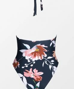 CUPSHE Selina Floral Lace-up Halter One Piece Swimsuit One Pieces