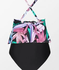 CUPSHE Swimwear UP TO 70% OFF Tropicool Leaf Peplum Tankini Classic Tummy Control Plus Size Set