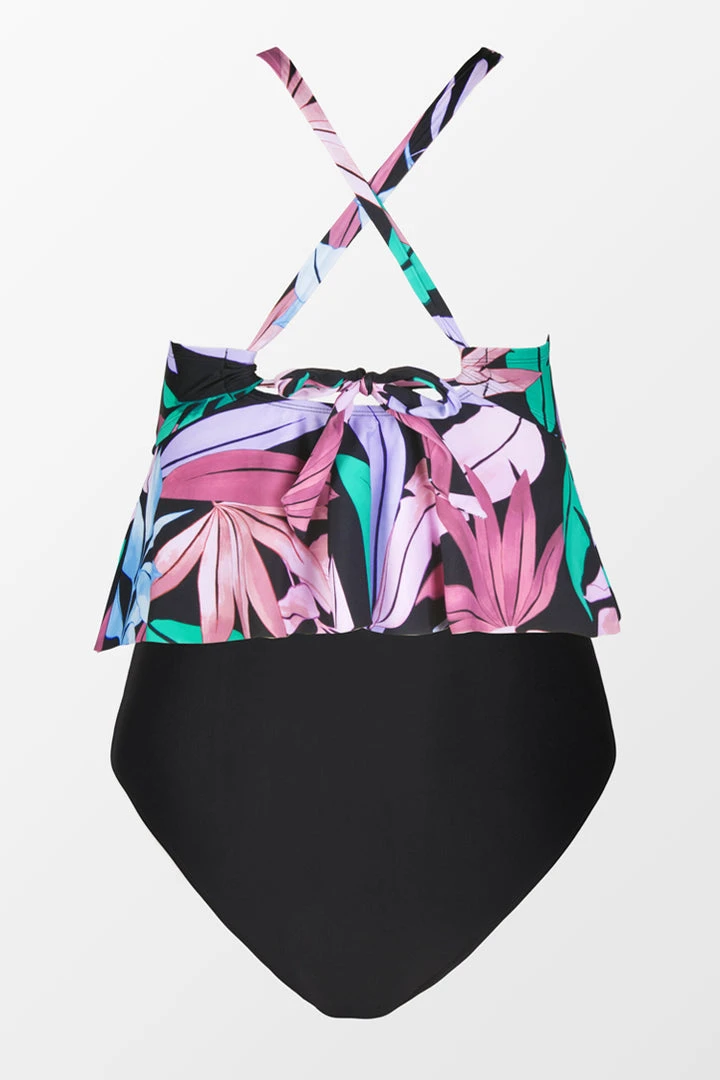 CUPSHE Swimwear UP TO 70% OFF Tropicool Leaf Peplum Tankini Classic Tummy Control Plus Size Set