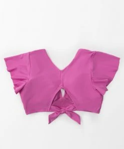 CUPSHE Tinley Ruffle Sleeve Pink Plus Size Bikini Top Swimwear BOGO 40% OFF