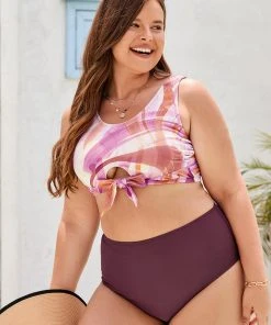 CUPSHE Arizona Road Trip Midkini High Waist Tummy Control Plus Bikini Plus Size